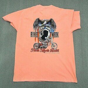 Bike Week Myrtle Beach Pow MIA  Bald Eagle‎ Motorcycle T-Shirt Men Large Pink